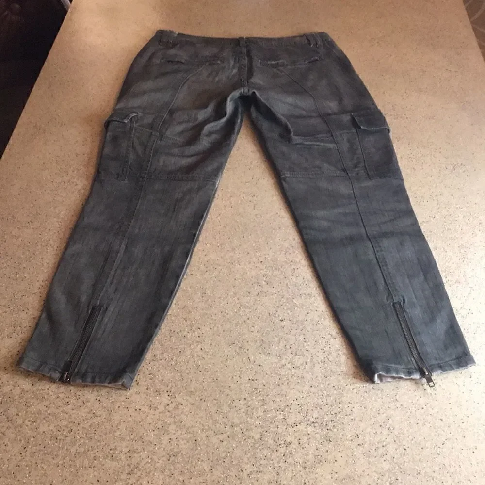 Cropped Cargo Jeans Olive Green